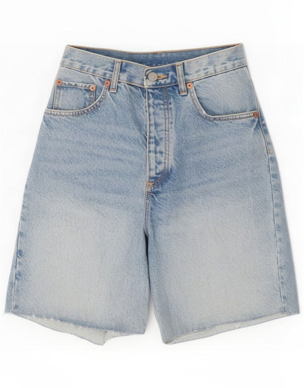 Zara Womens Wide Leg High Waist Denim Shorts EU 38 Small W28 Blue Cotton