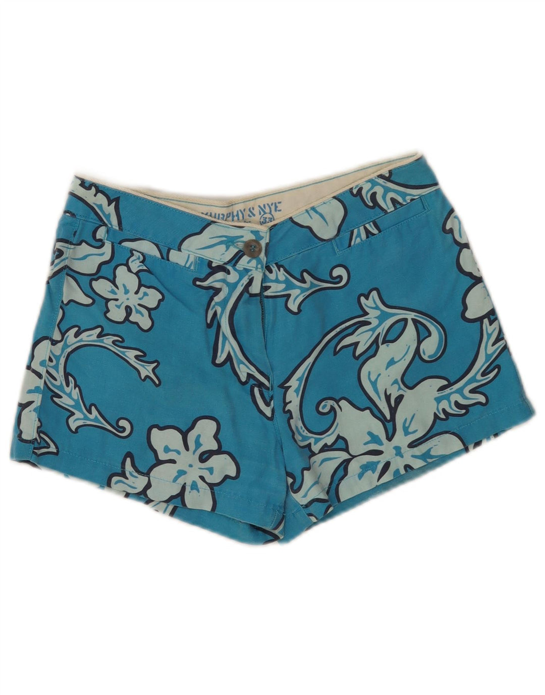 Murphy & Nye svømmeshorts til kvinder W29 Mellemblå blomsterbomuld