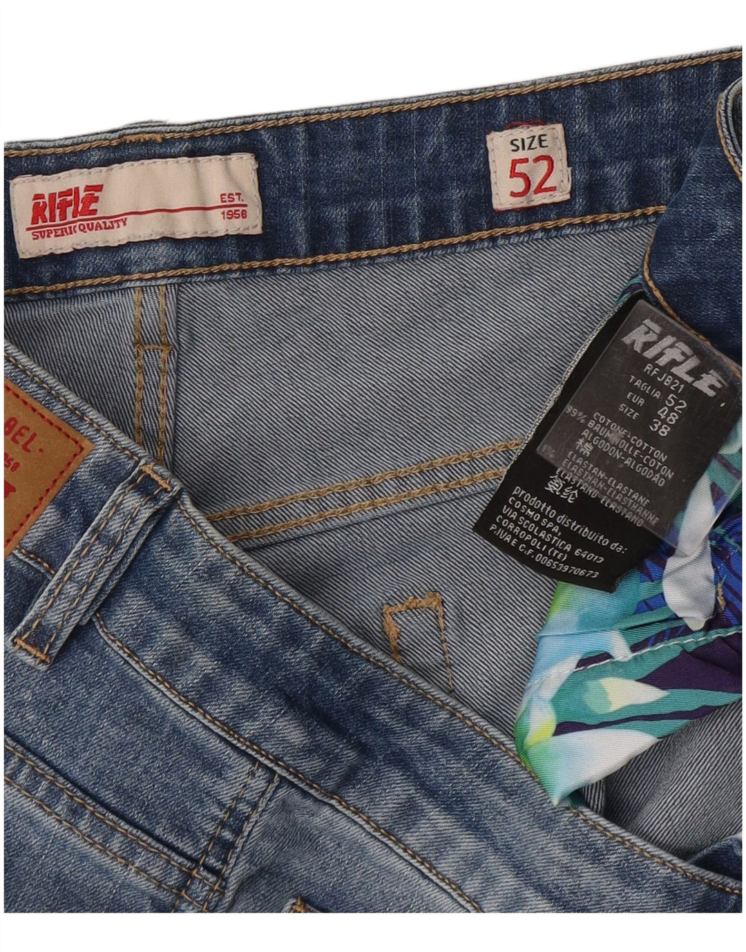 Rifle Herre Denim Shorts IT 52 XL W38 Blå Bomuld