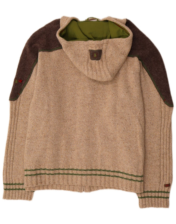 Spieth & Wensky Herre hættecardigantrøje 3XL Beige Colourblock Uld