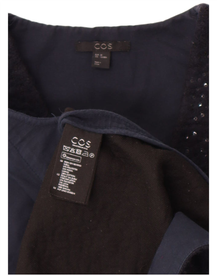 Cos Dame Ærmeløs Paillet Shift Dress EU 38 Medium Navy Blue Polyester
