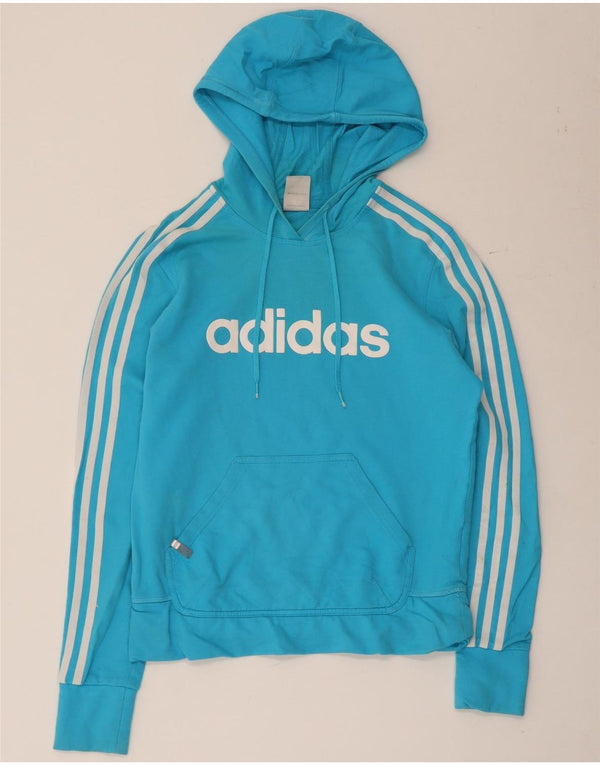 Adidas Graphic Hoodie Jumper UK 14 Medium Blue Bomuld