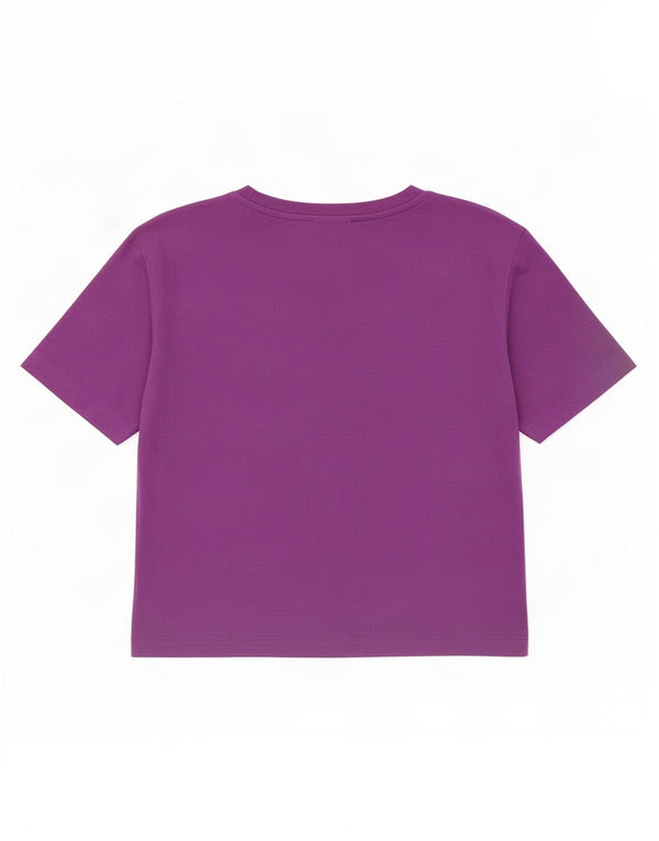 Zara Womens Crop T-Shirt Top UK 8 Lille Lilla Bomuld