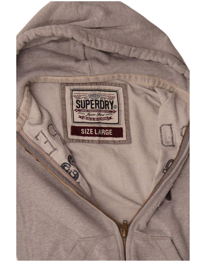 SUPERDRY Herre grafisk hættetrøje med lynlås Stor grå bomuld