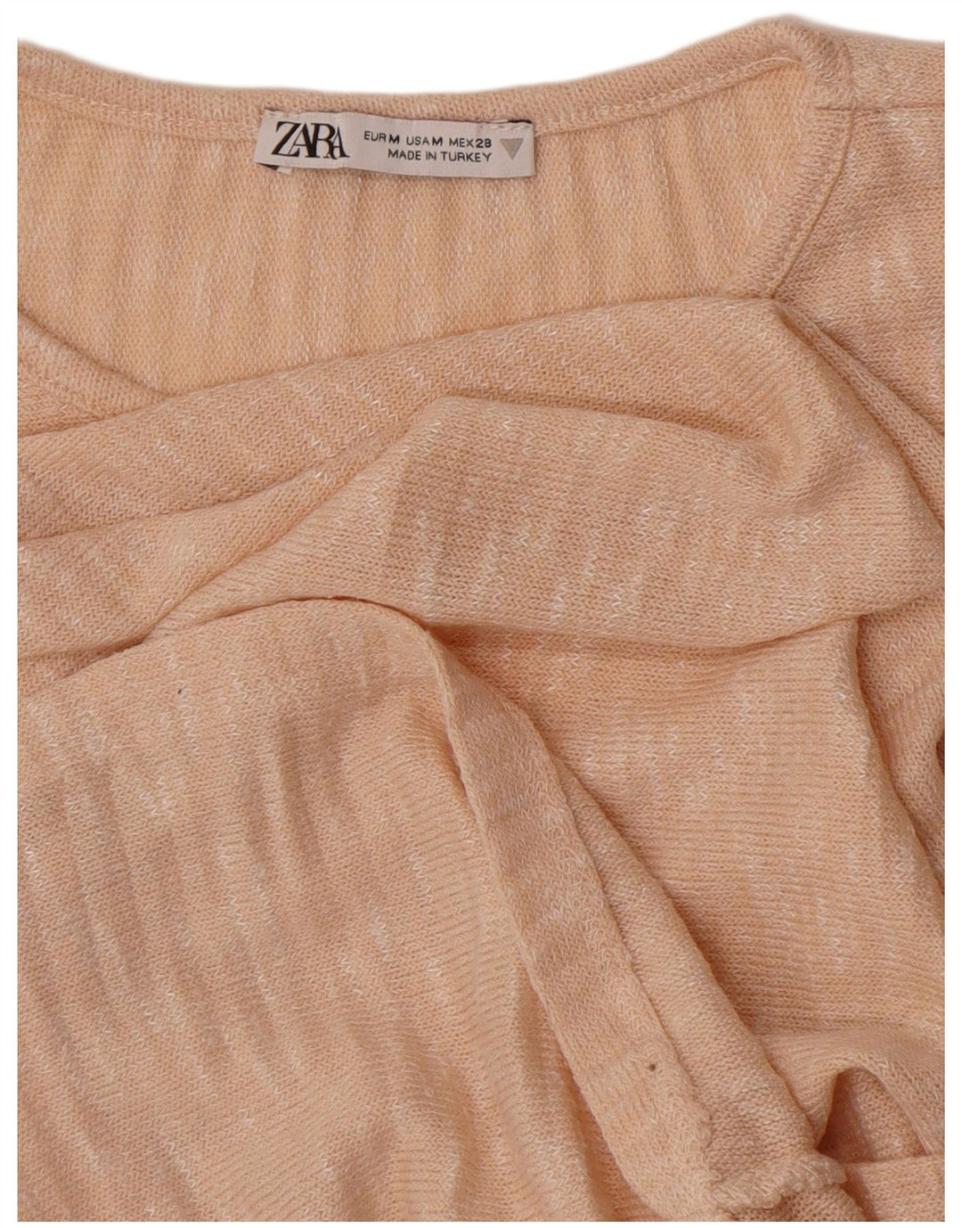 Zara Womens Crop T-Shirt Top UK 12 Medium Pink Flecked