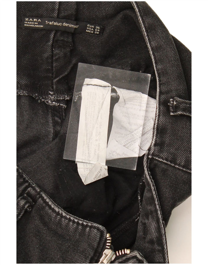 ZARA Womens Trafaluc Crop Wide Leg Jeans EU 36 XS W30 L23 Black Cotton