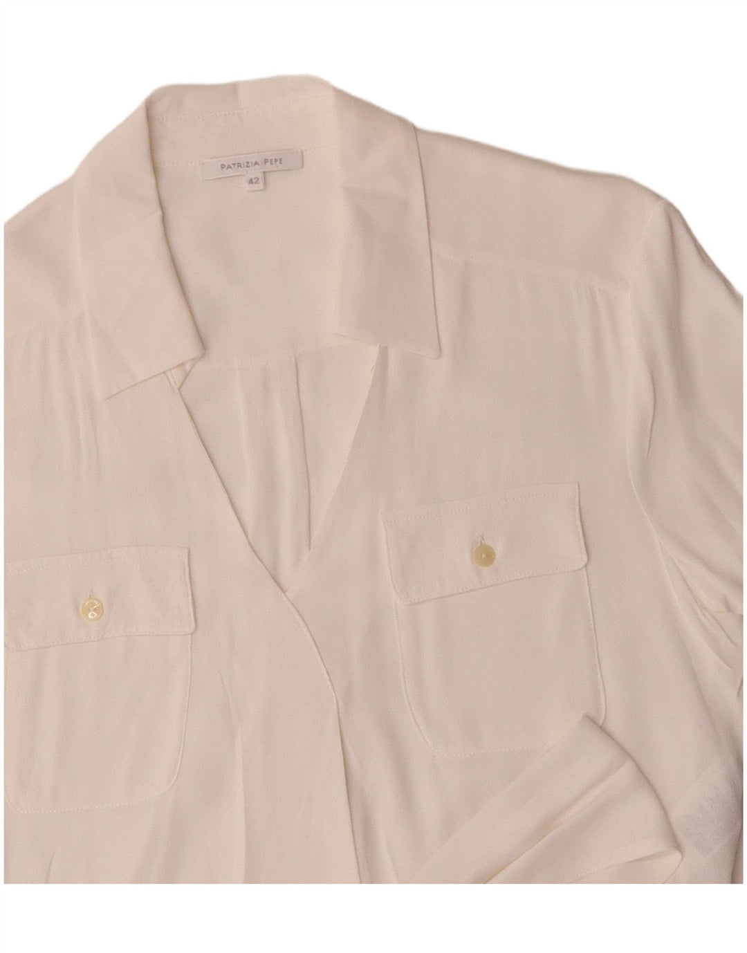 Patrizia Pepe Dame Front Tie Kortærmet Skjorte Bluse IT 42 Medium White