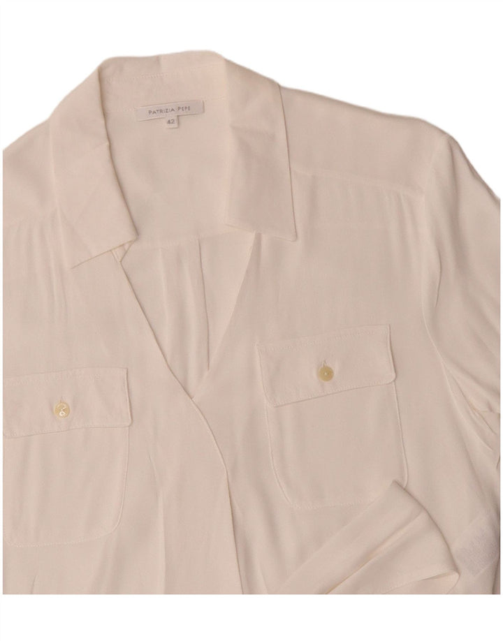 Patrizia Pepe Dame Front Tie Kortærmet Skjorte Bluse IT 42 Medium White