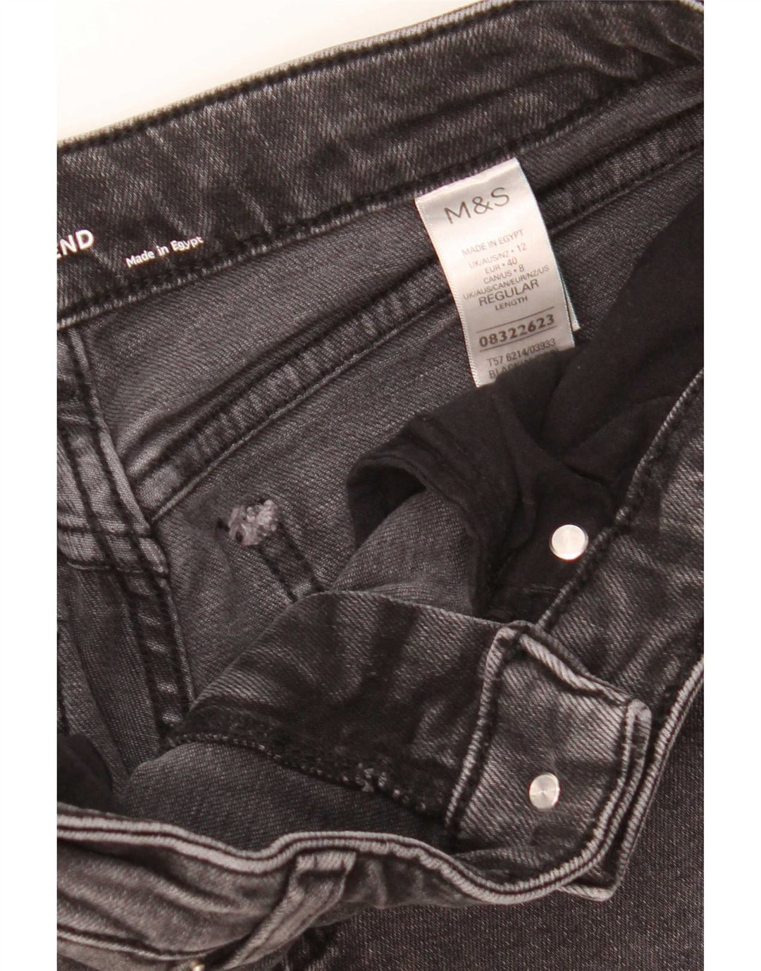Marks & Spencer Dame-tilspidsede jeans UK 12 Medium W30 L30 Grå Bomuld