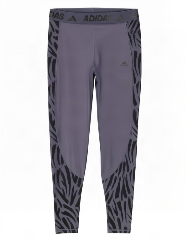 Adidas Dame Tech Fit Grafiske Leggings UK 20/22 XL Navy Blue Animal Print