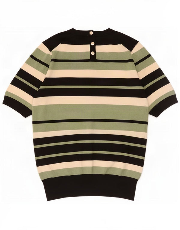 Zara Dame Boat Neck Jumper Sweater UK 14 Stor Flerfarvet Stribet