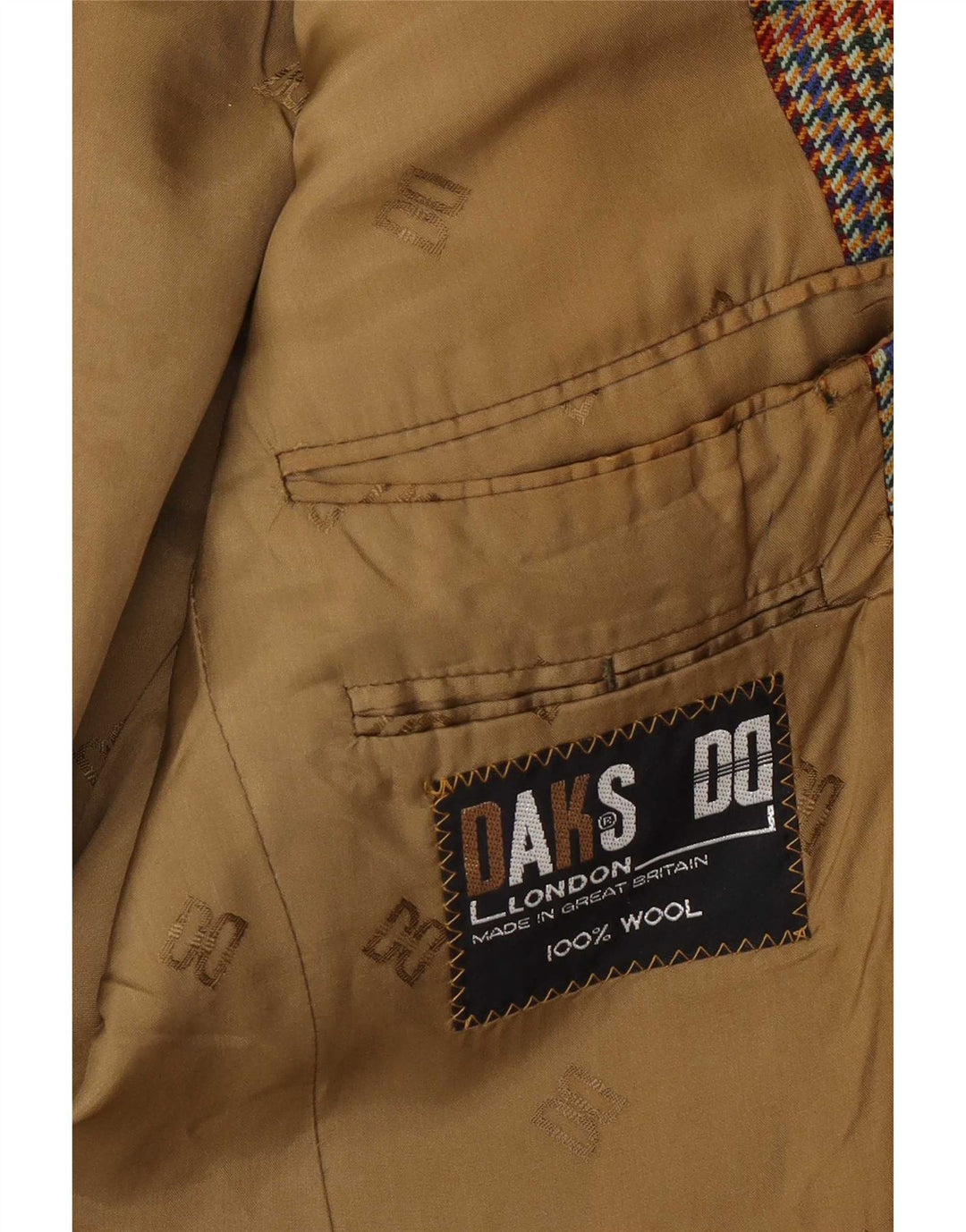Dacks herre 2-knaps blazerjakke UK 38 Medium Brown Houndstooth Wool