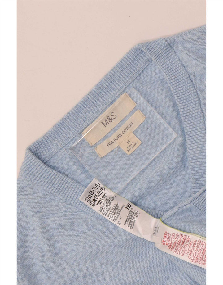 Marks & Spencer Herre V-hals sweater mellemblå bomuld