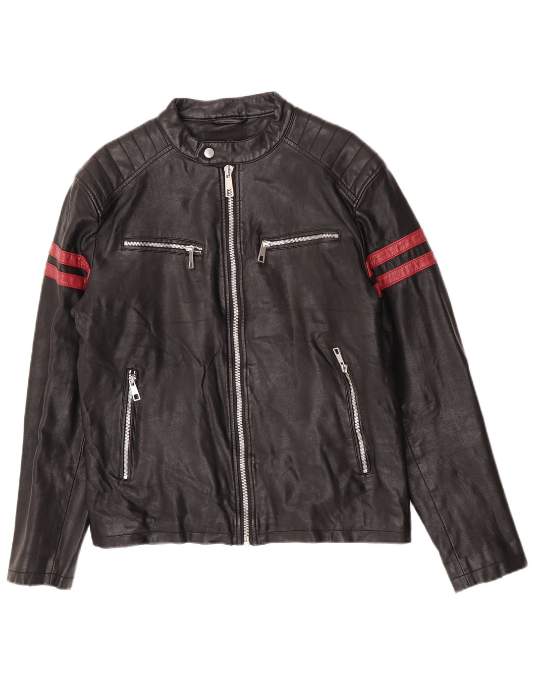 Zara Herre Biker Jacket UK 38 Medium Sort Stribet