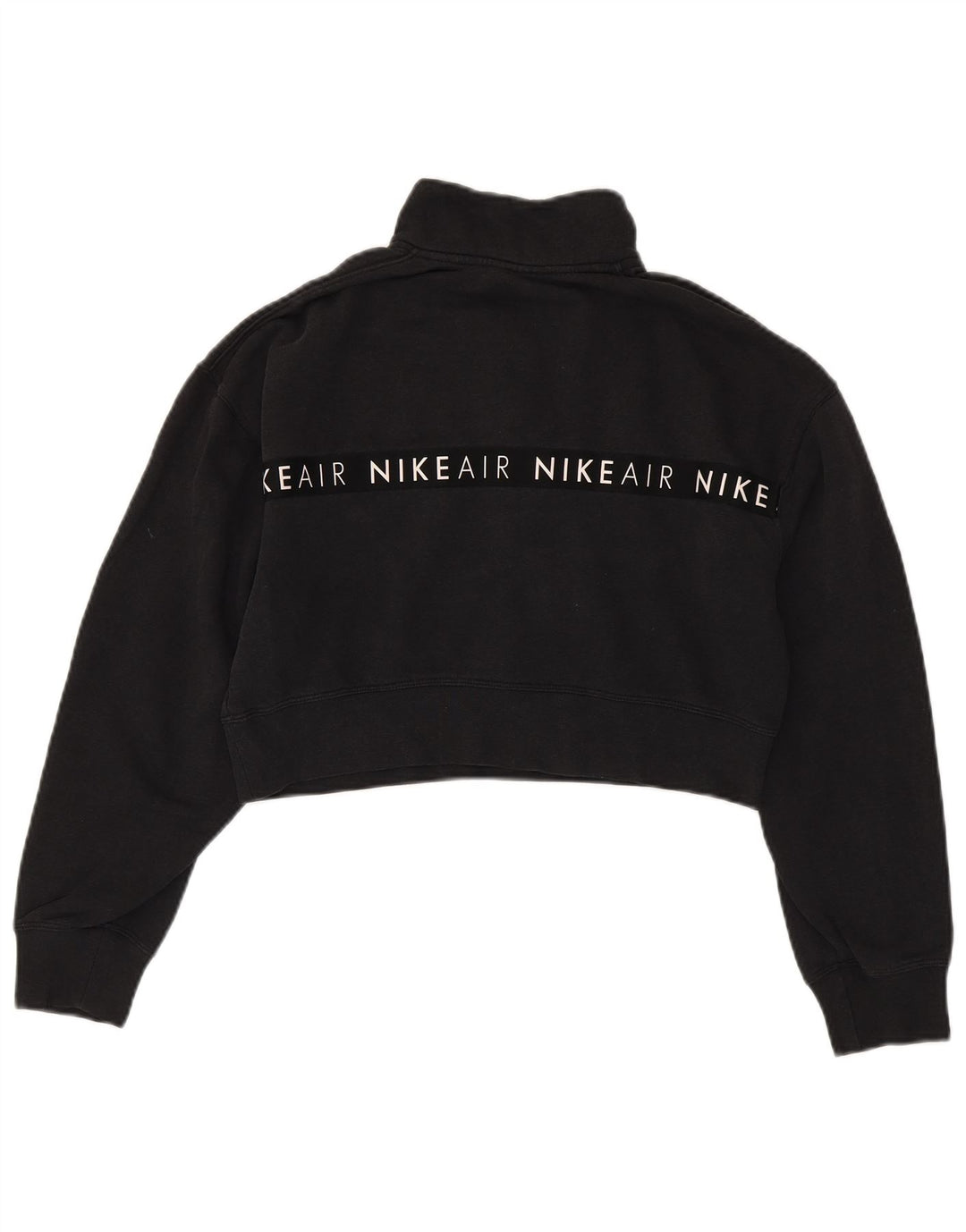 Nike Dame Oversized Graphic Crop Sweatshirt Jumper UK 10 Small Black