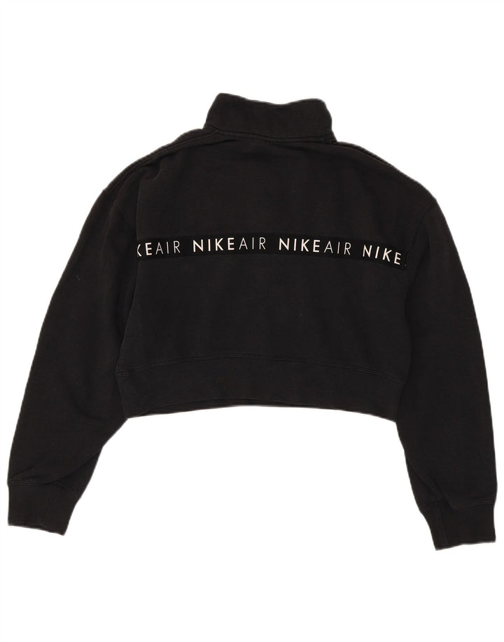 Nike Dame Oversized Graphic Crop Sweatshirt Jumper UK 10 Small Black