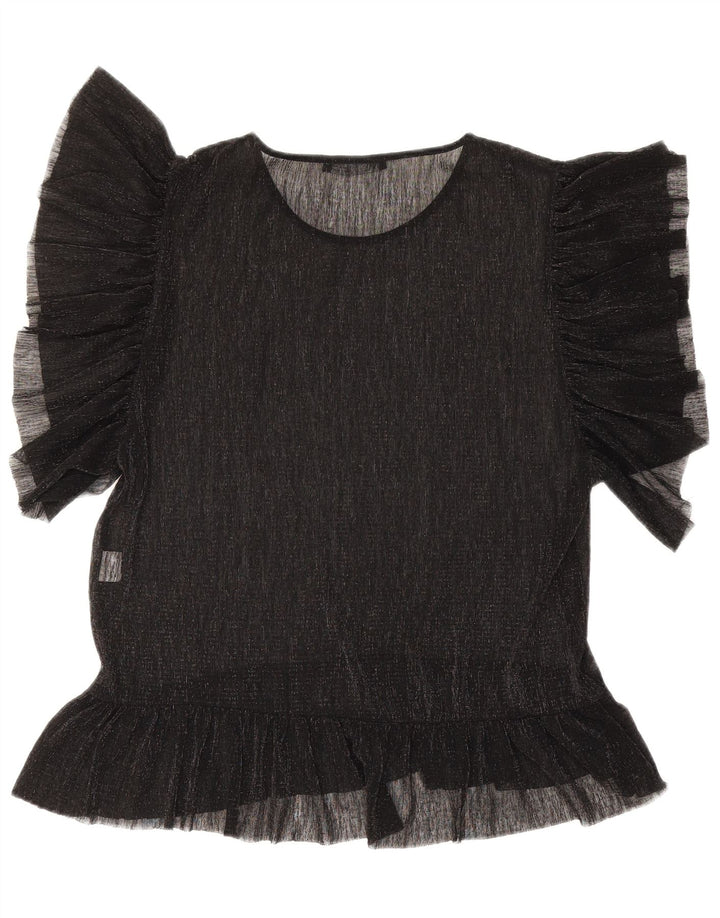 Zara Dame Se Through Top UK 10 Small Black