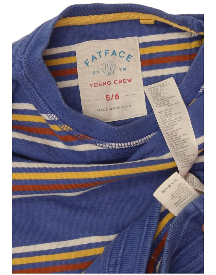 Fat Face Boys Sweatshirt Jumper 5-6 år Blå Stribet Bomuld