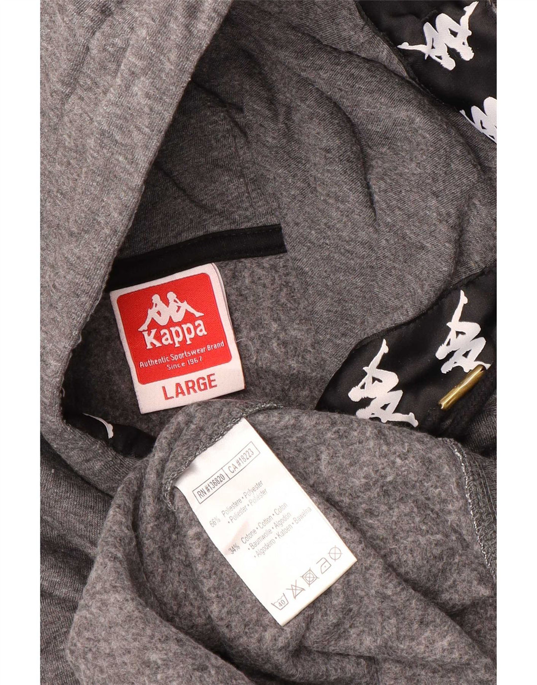 Kappa grafisk hættetrøje til mænd, stor grå polyester