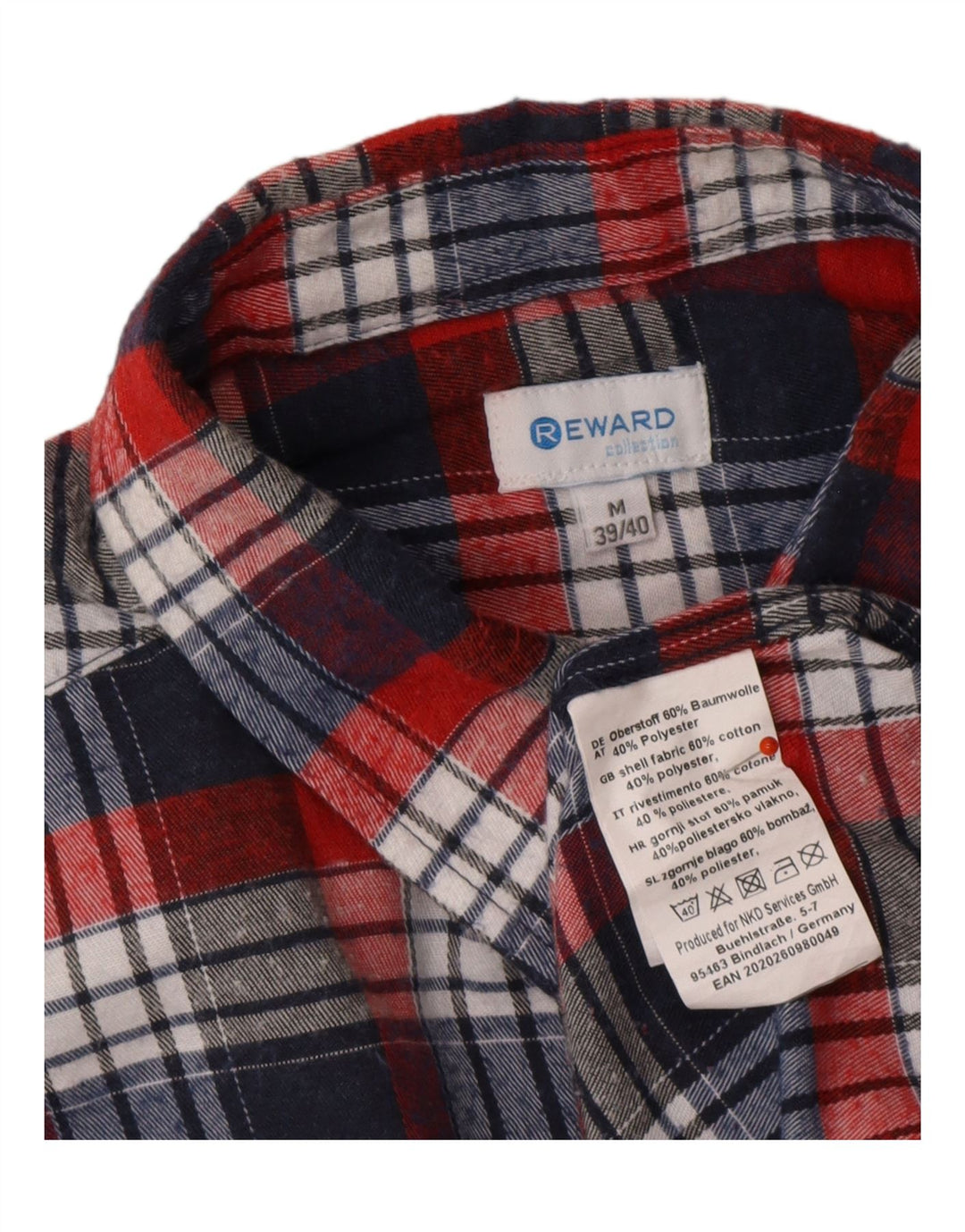 REWARD Flanelskjorte til mænd UK 39/40 Medium rød ternet bomuld