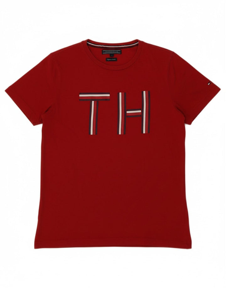 TOMMY HILFIGER Mens Graphic T-Shirt Top Small Red Cotton