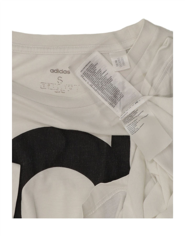 ADIDAS Mens Graphic T-Shirt Top Small White Cotton Vintage Adidas and Second-Hand Adidas from Messina Hembry 