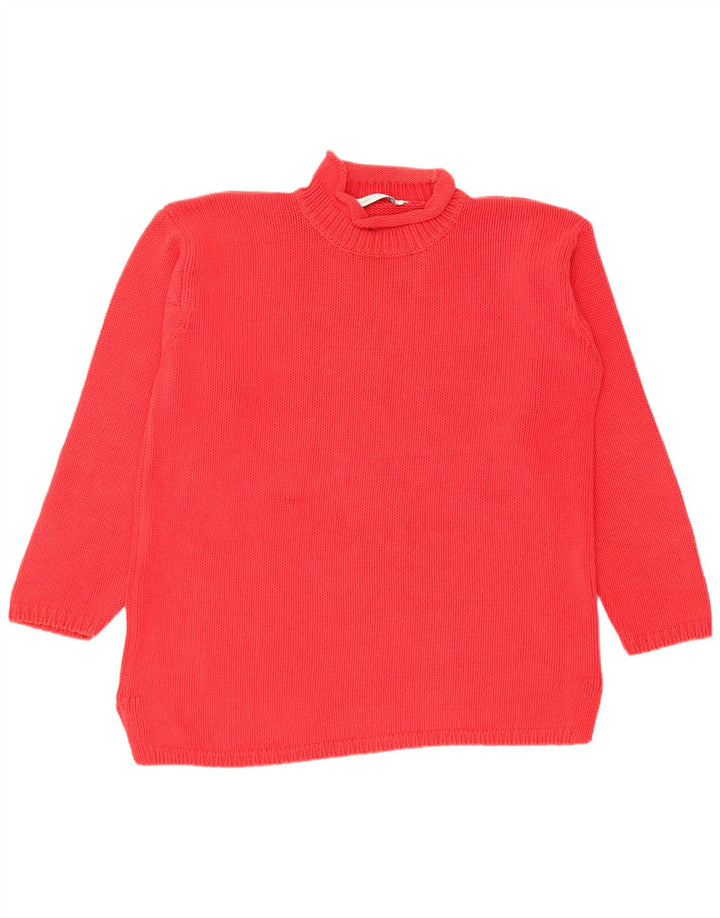 Marks & Spencer Dame Turtle Neck Jumper Sweater UK 12 Medium Rød Bomuld