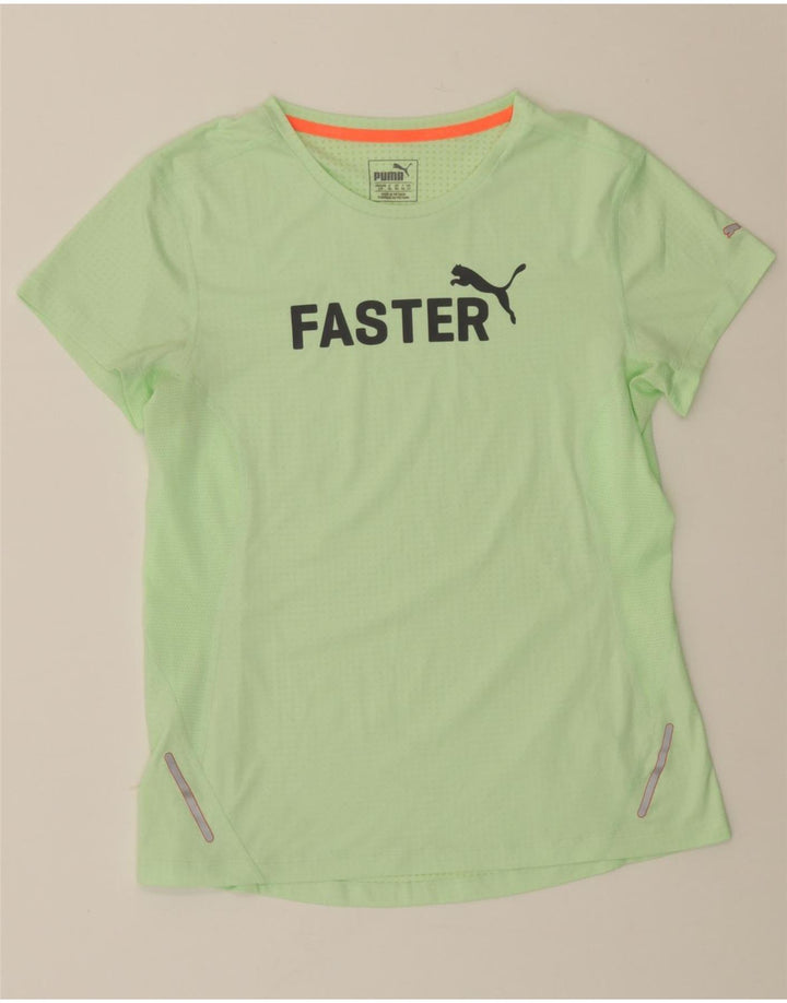 PUMA Womens Graphic T-Shirt Top UK 14 Medium Green Polyester Vintage Puma and Second-Hand Puma from Messina Hembry 