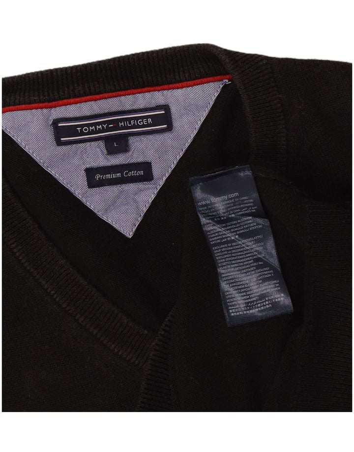 Tommy Hilfiger Herre V-hals sweater Stor Sort Bomuld