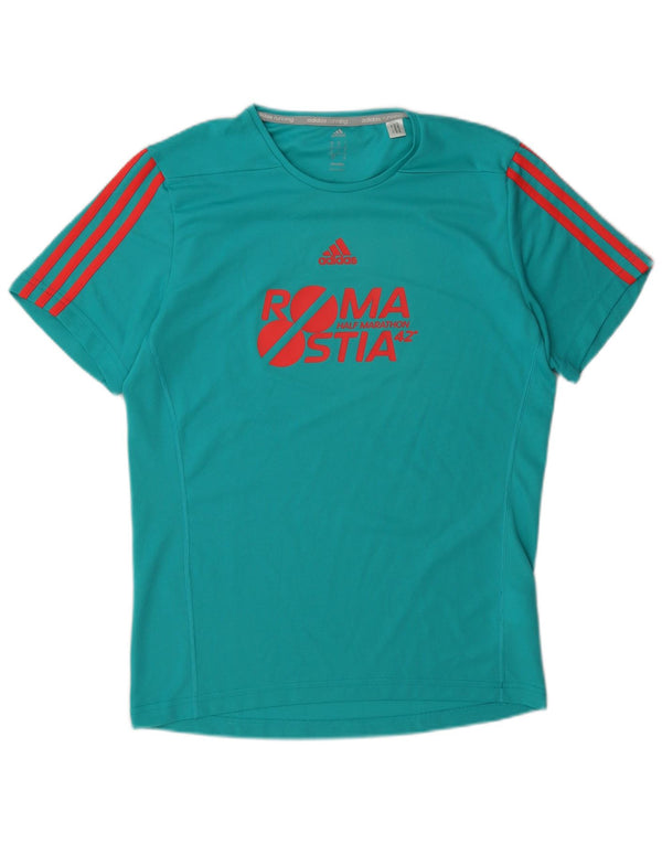 Adidas Herre Climalite grafisk T-shirt top lille turkis polyester
