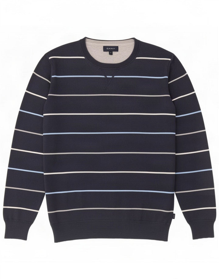 Gant sweater med rund hals til mænd mellem marineblå stribet