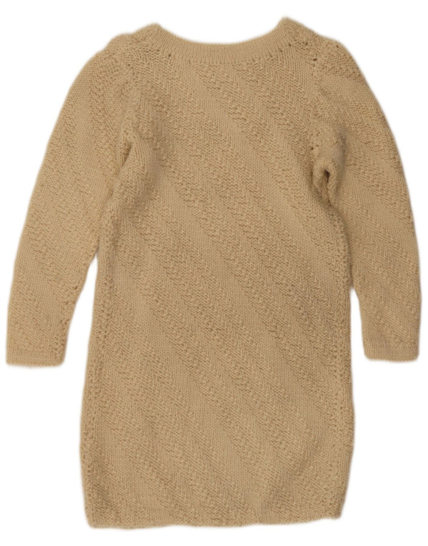 Vintage Dame 3/4-ærmet Jumper Dress UK 12 Medium Beige
