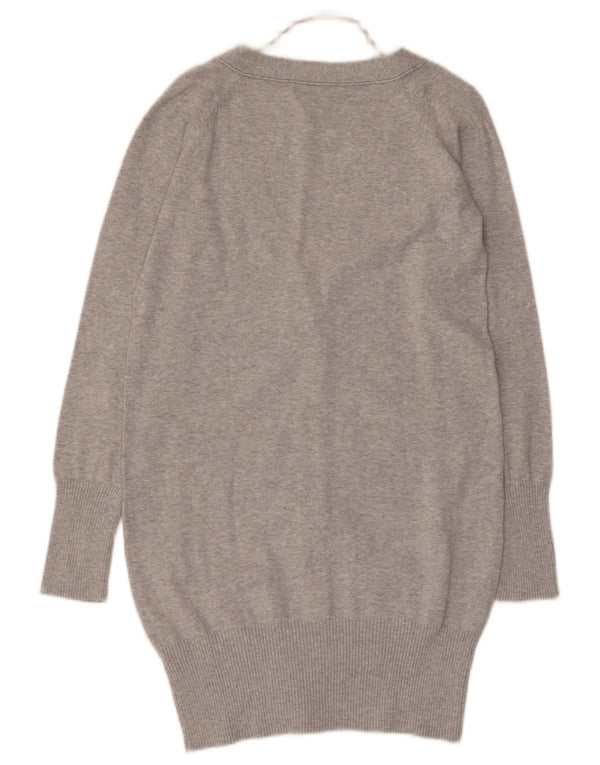 Zara Womens Longline Cardigan Sweater UK 10 Small Grey Bomuld