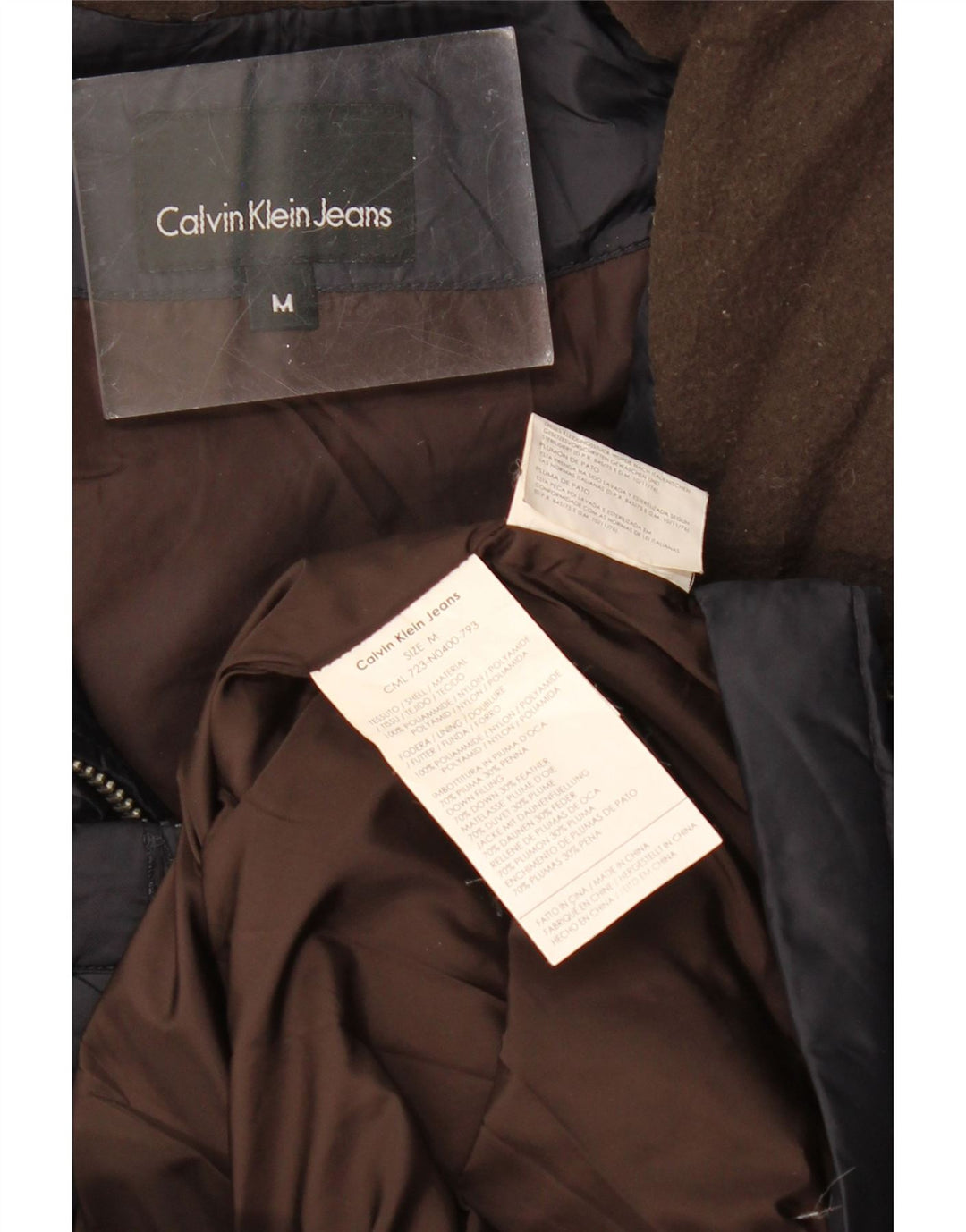 CALVIN KLEIN JEANS Polstret Gilet til mænd UK 38 Medium Navy Blue Polyamid