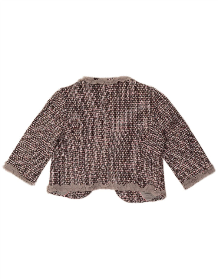 Marks & Spencer dame 3/4-ærmet Bolero-jakke UK 14 mellemgrå ternet