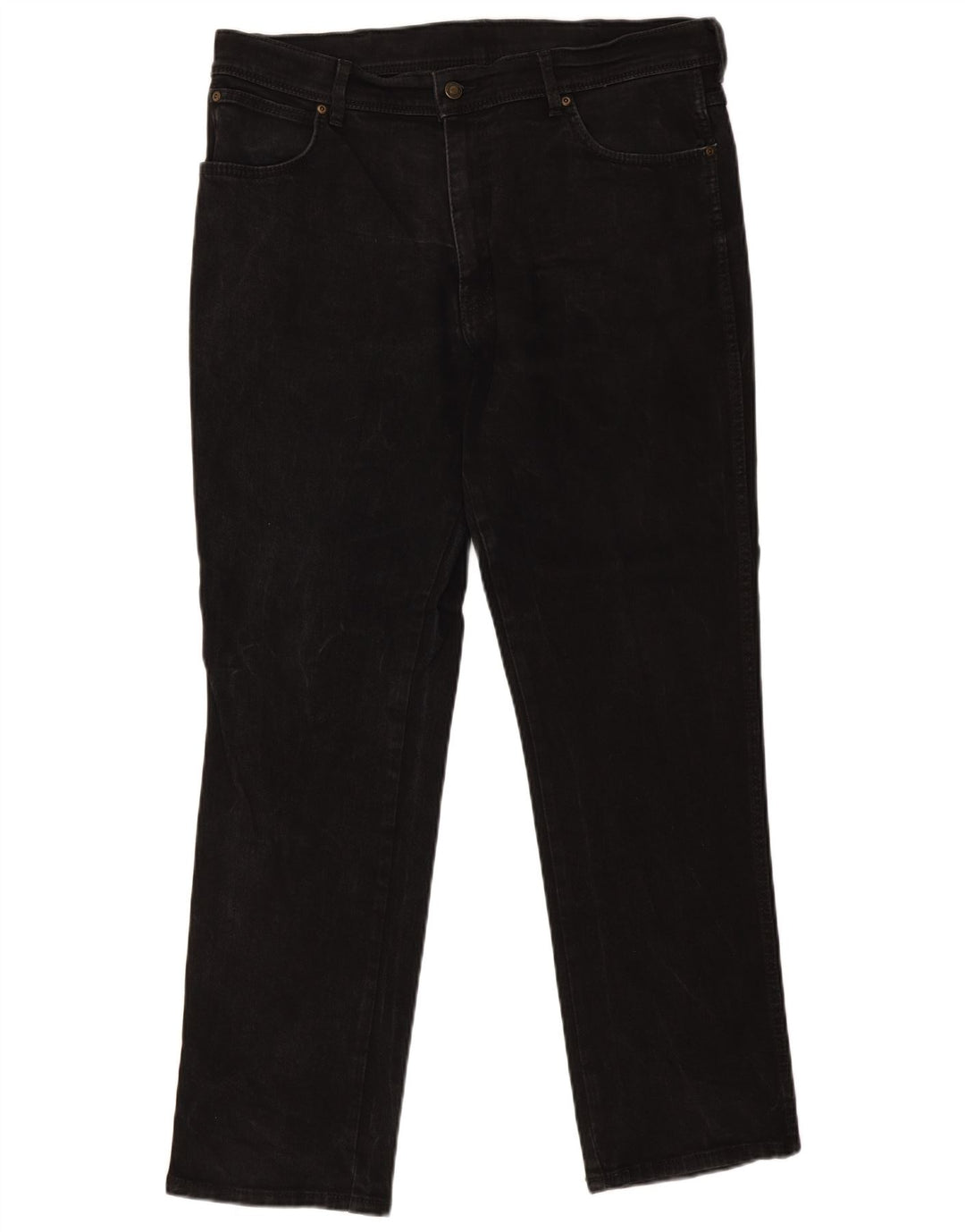 Wrangler Herre Regular Fit Straight Jeans W38 L32 Sort Bomuld