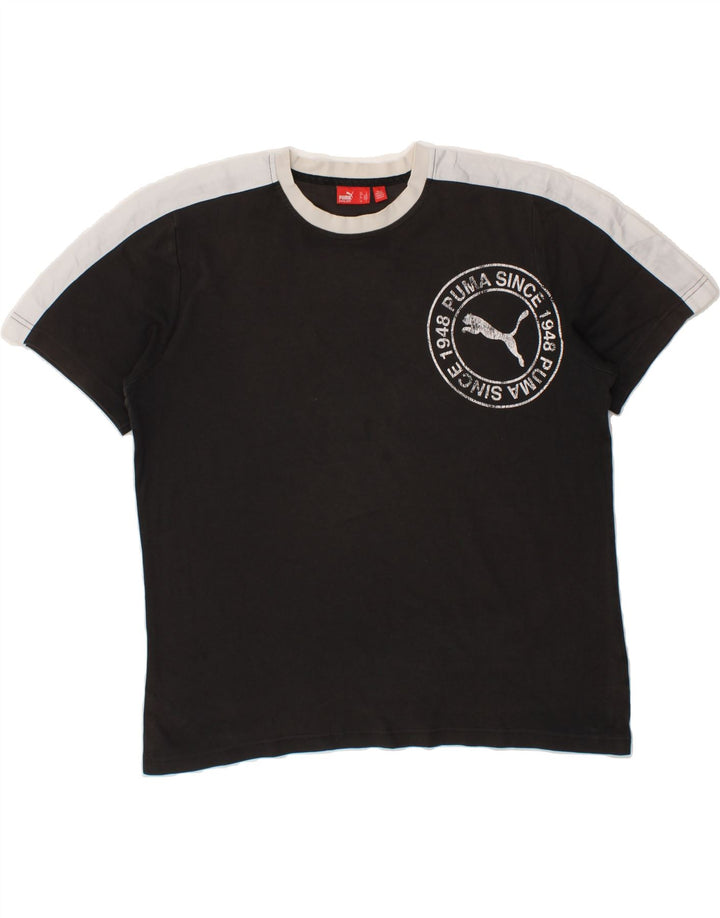PUMA Mens Graphic T-Shirt Top Large Black Cotton Vintage Puma and Second-Hand Puma from Messina Hembry 