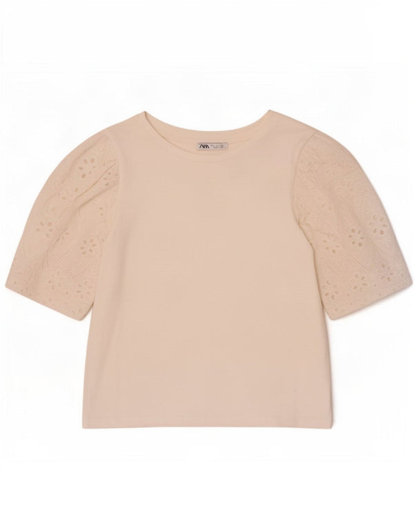 Zara Womens Crop T-Shirt Top UK 10 Small White