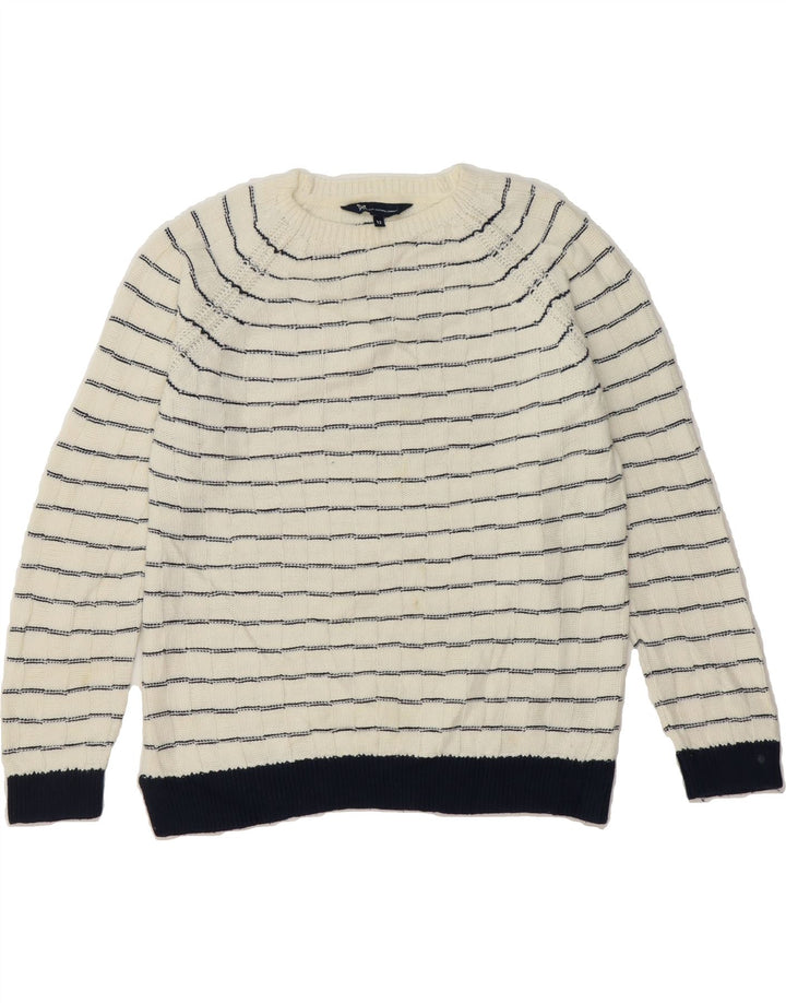 CREW CLOTHING Womens Crew Neck Jumper Sweater UK 12 Medium  White Striped Vintage Crew Clothing and Second-Hand Crew Clothing from Messina Hembry 