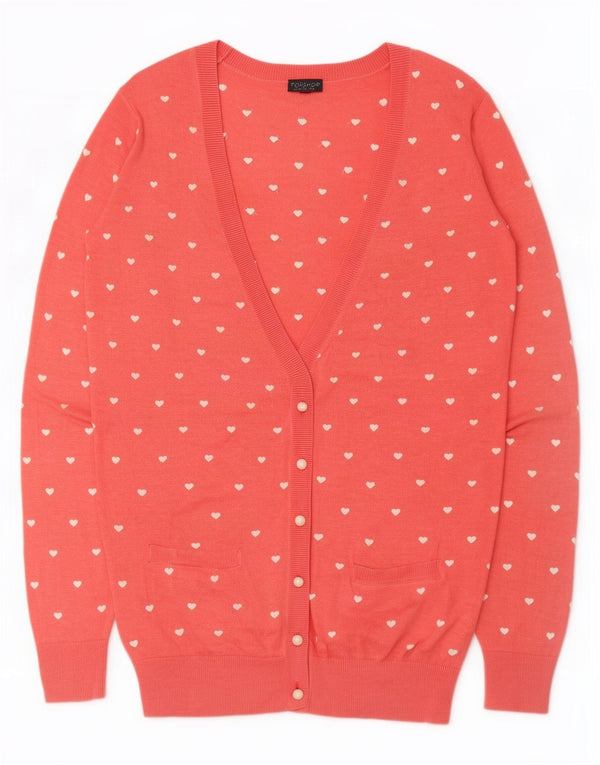 Topshop kvinders abstrakt mønster cardigan sweater UK 12 Medium Pink Heart