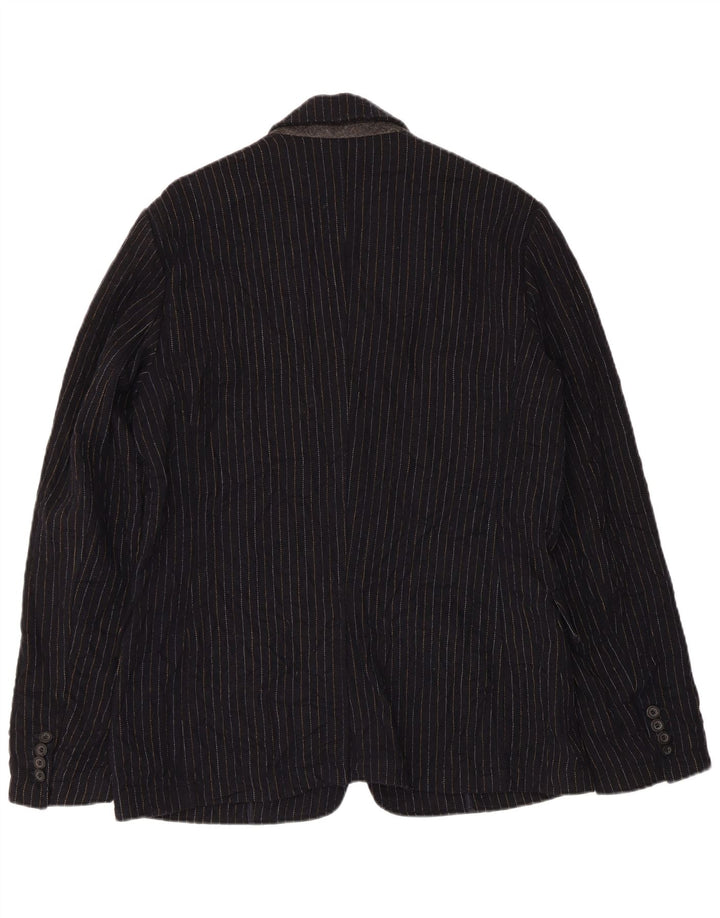 Guess Herre 2-knaps blazerjakke UK 38 Mellem marineblå stribet uld