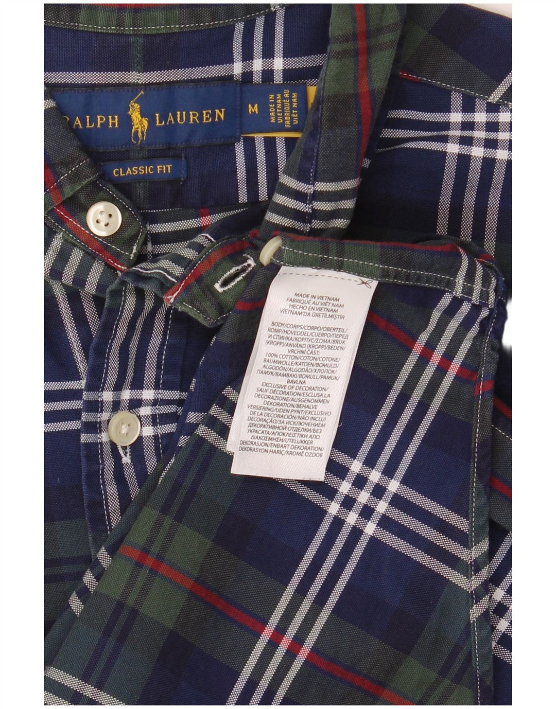 RALPH LAUREN Herre Classic Fit skjorte Medium Navyblå Plaid Bomuld