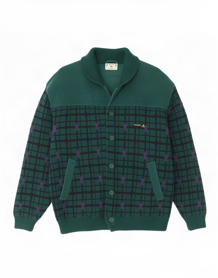 Navigare Strik Bomber Jacket UK 38 Medium Grøn Ternet Uld