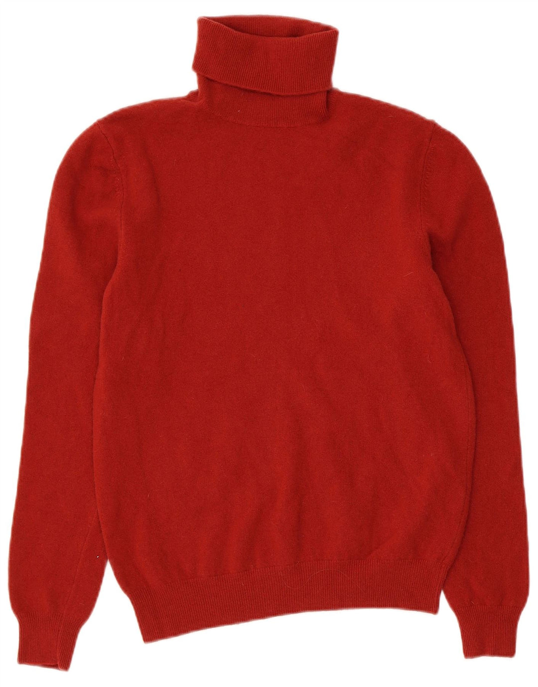 BENETTON Dame Rullehals Sweater UK 14 Large Red Virgin Wool