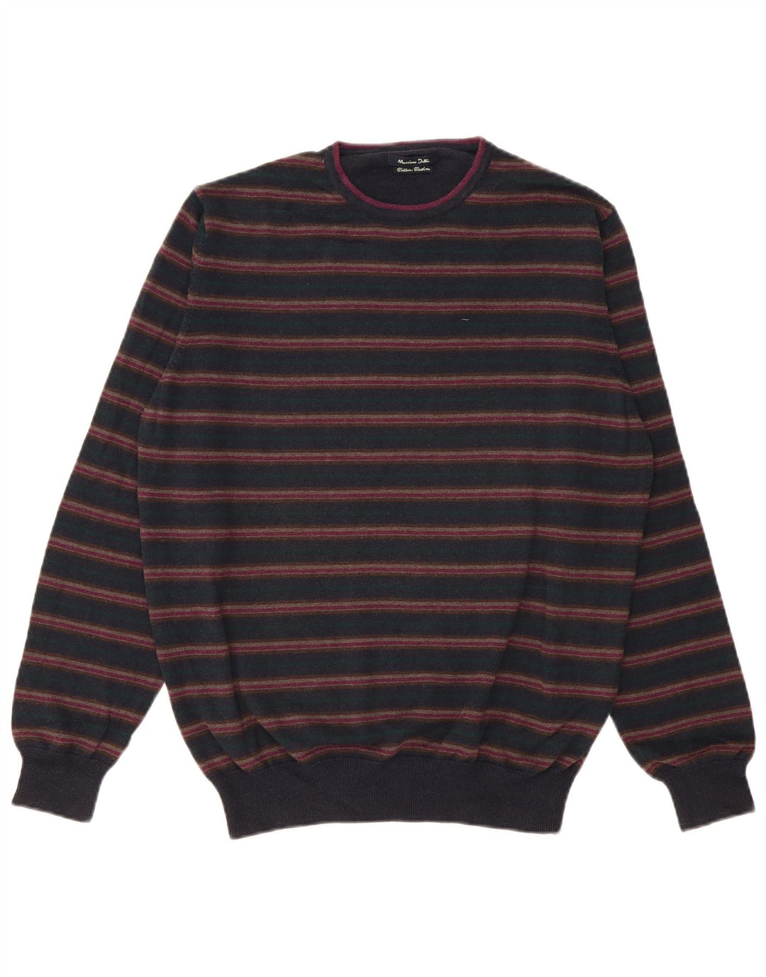 Massimo Dutti Herre Crew Neck Jumper Sweater EU 38 Mellem marineblå stribet