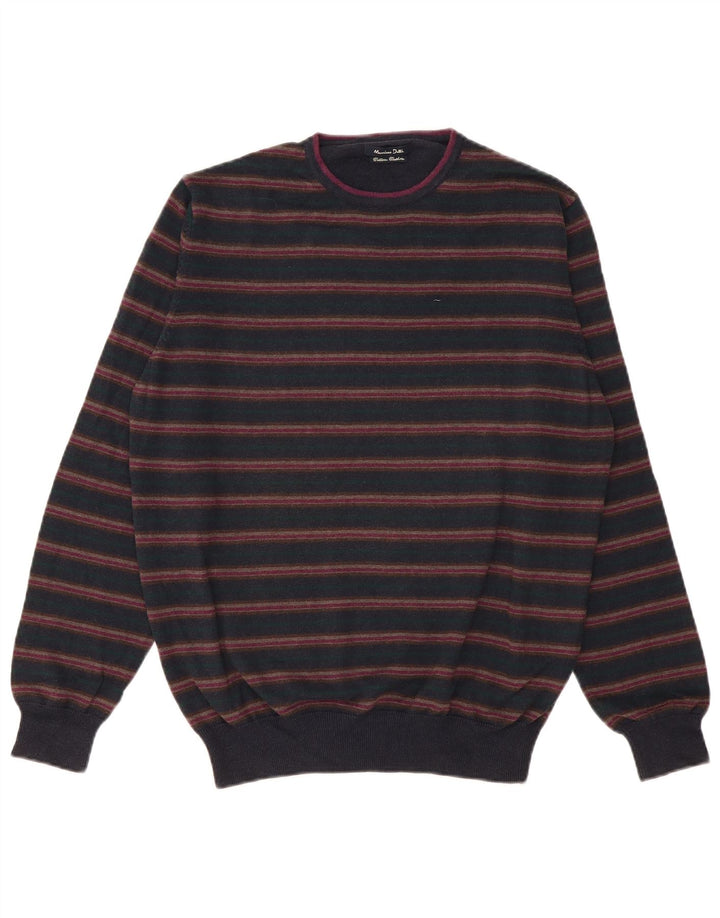 Massimo Dutti Herre Crew Neck Jumper Sweater EU 38 Mellem marineblå stribet