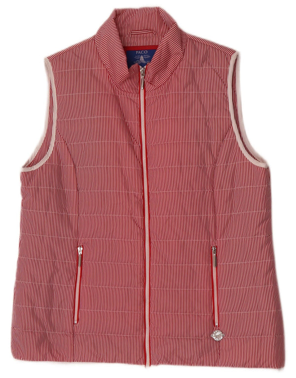 Paco Coastal Womens Polstret Gilet UK 14 Large Red Pinstripe Polyester