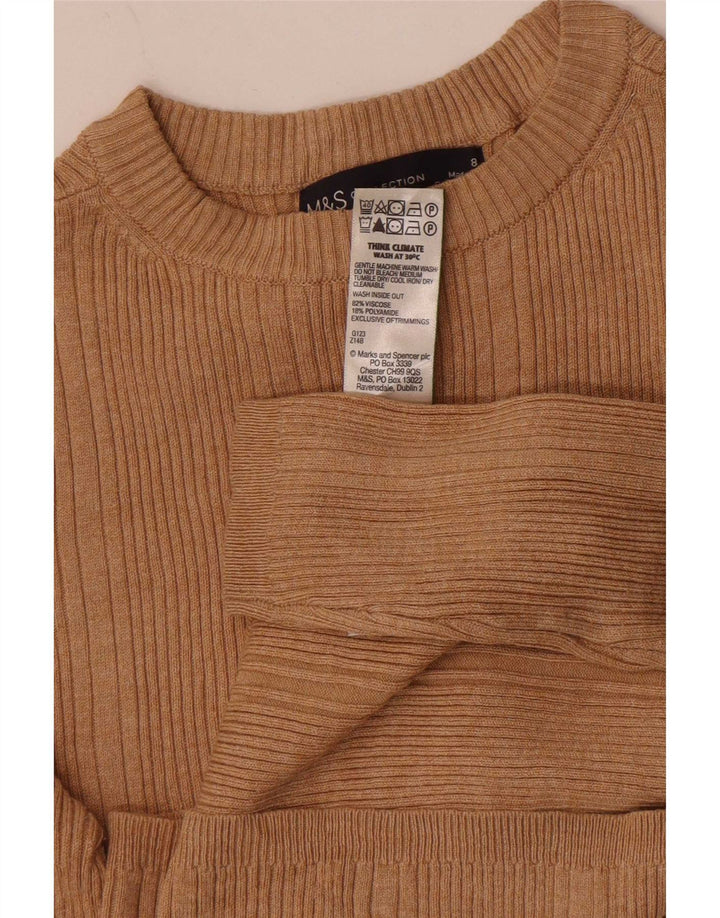 Marks & Spencer Dametop Langærmet UK 8 Small Beige Viscose