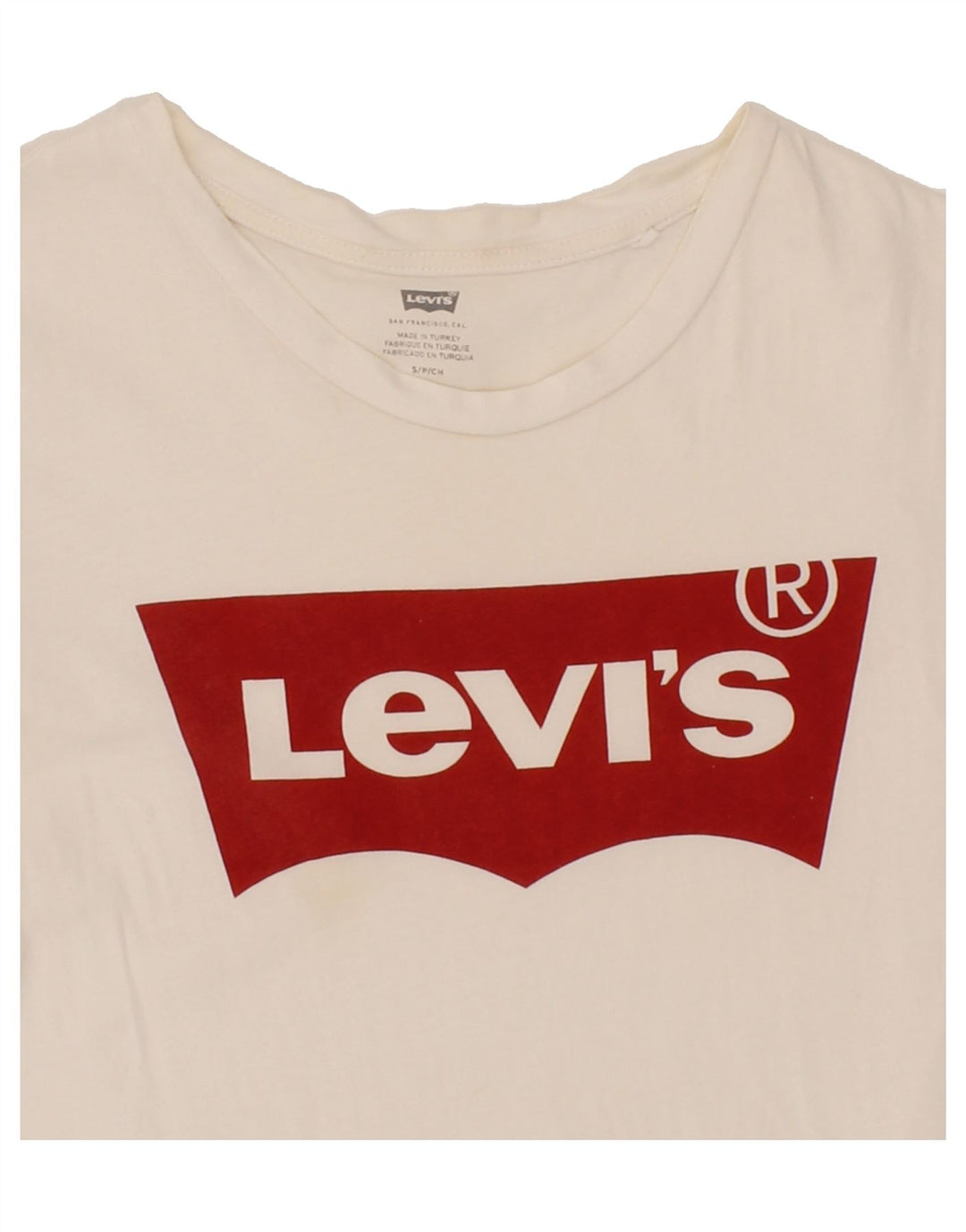 LEVI'S Womens Graphic T-Shirt Top UK 10 Small White Cotton Vintage Levi's and Second-Hand Levi's from Messina Hembry 