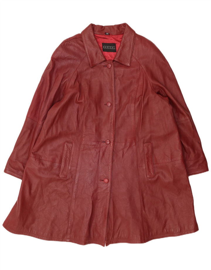 Barisal Dame Oversized Læderfrakke EU 48 2XL Maroon Læder